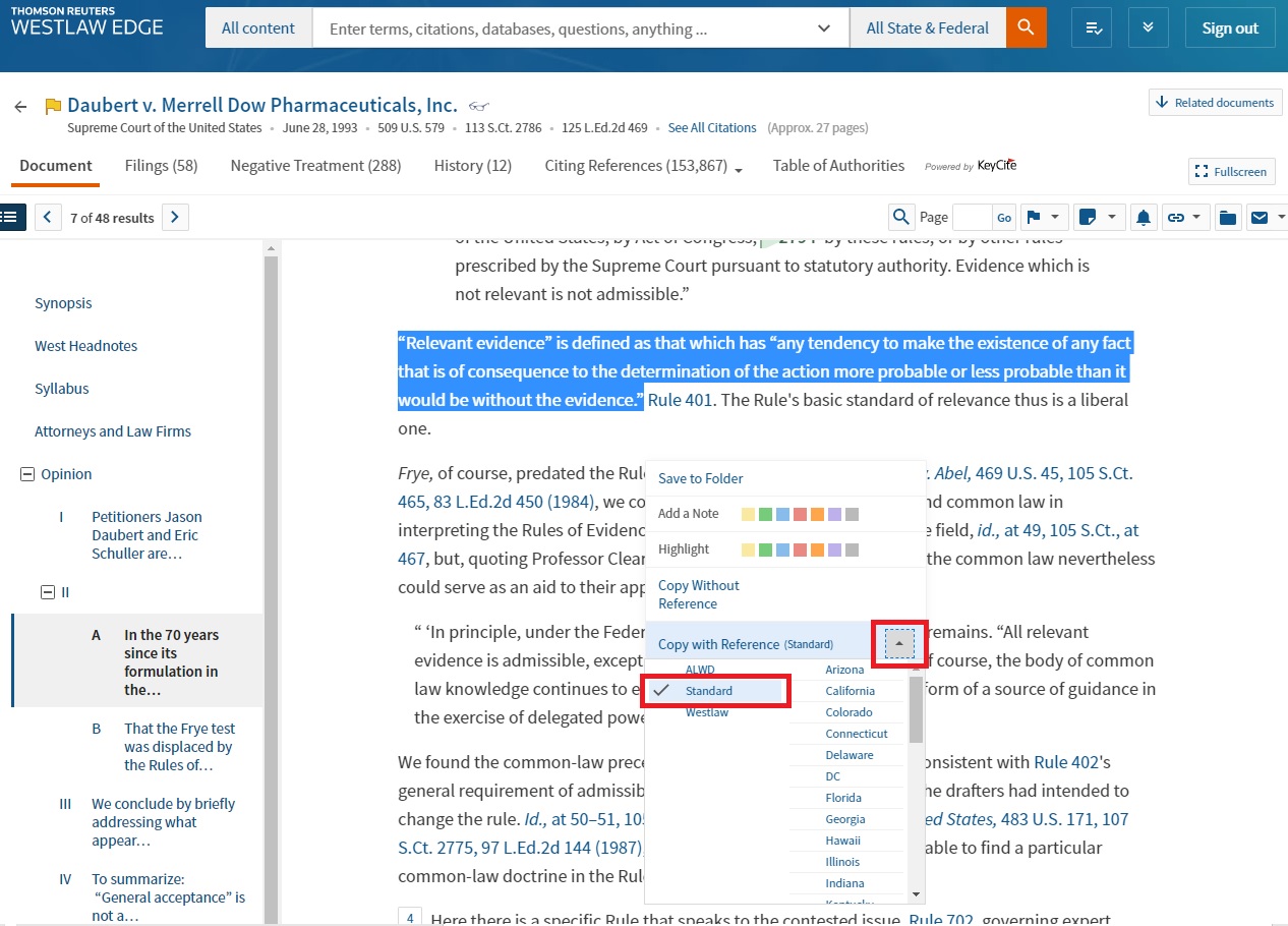 Westlaw Tip: How to copy and paste with a citation | Legal Blog