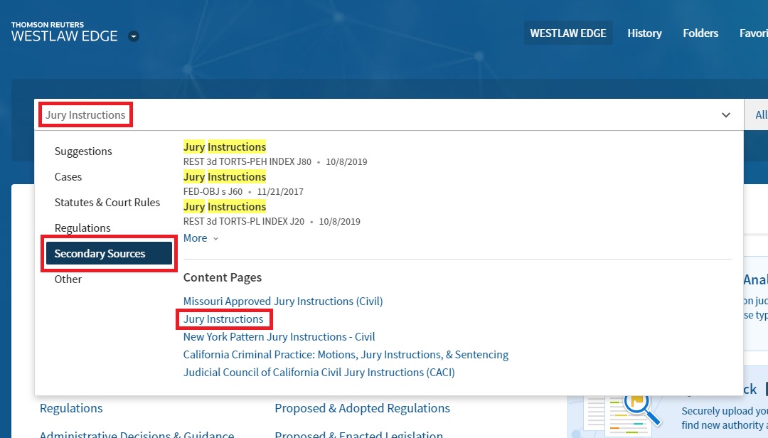 Screenshot of jury instructions on Westlaw