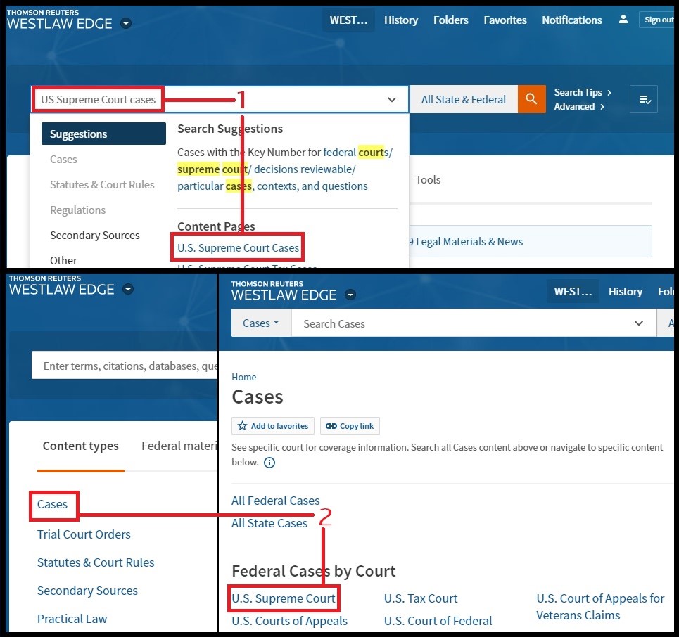 How to find U.S. Supreme Court cases on Westlaw Edge.