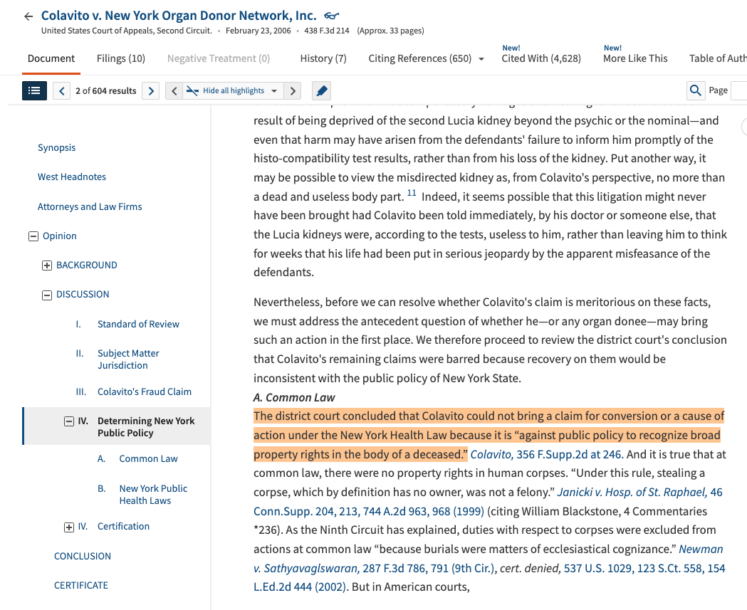 conversion cause of action explanation highlighted in Westlaw Precision research tool