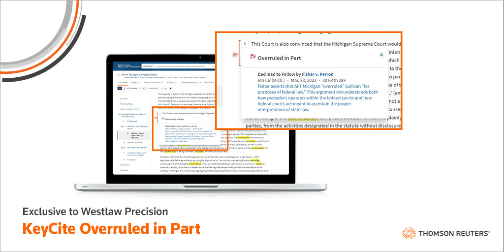 Westlaw Precisioin KeyCite Overruled in part feature and link to product overview