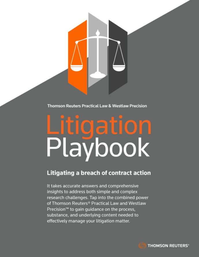 Litigation playbook cover with title - Litigating a breach of contract action - 