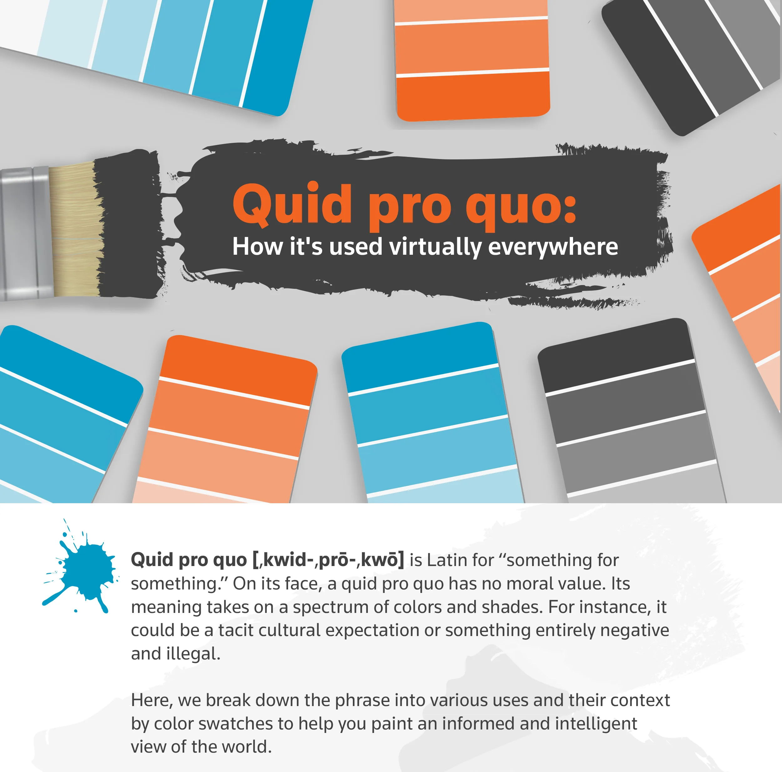 quid pro quo definition in graphic with pain swatch illustration