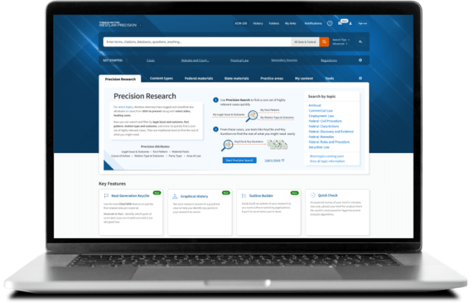 Westlaw Precision on laptop