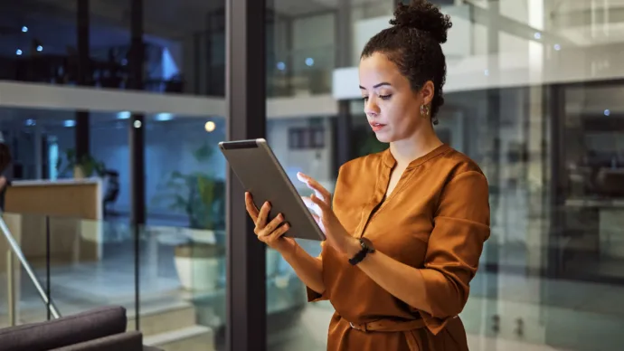 woman working on a tablet