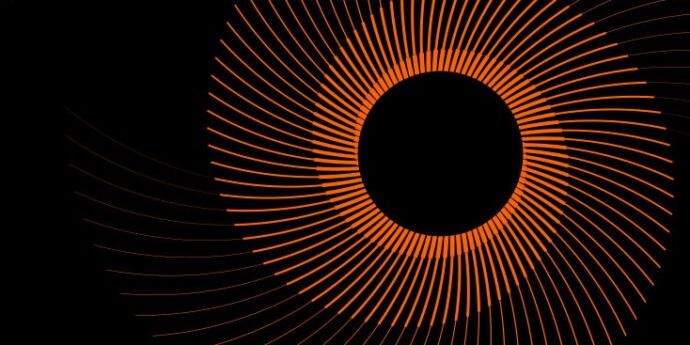 Orange vector sphere on black screen