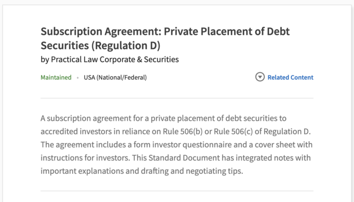 preview of standard document for debt securities