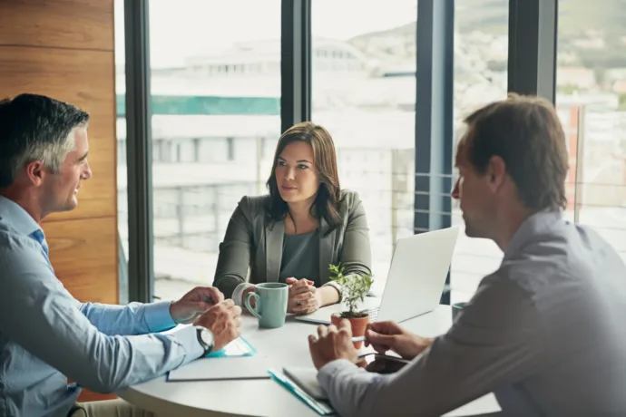 lawyer meeting with clients