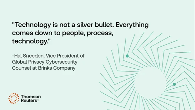 Hal Sneeden from Brinks Company captured this reality perfectly: "Technology is not a silver bullet. Everything comes down to people, process, technology. So even if you find the right vendor, it's not necessarily going to solve your problems but it will help you from a technology perspective." 