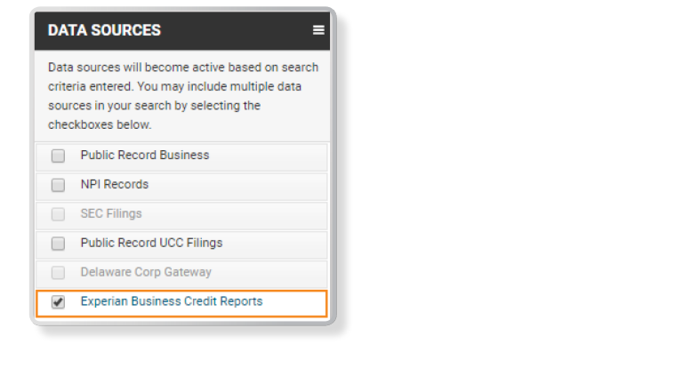 Business credit reports on CLEAR screenshot