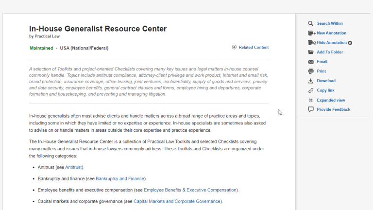 Practical Law resources for settlement agreements screenshot