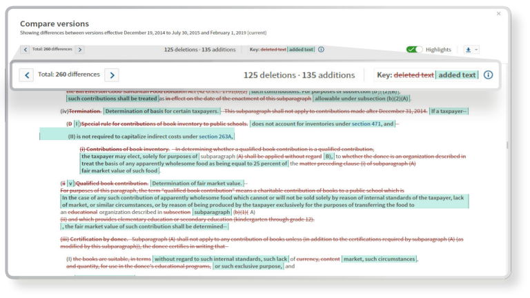 Statutes compare and regulations compare on Westlaw Edge