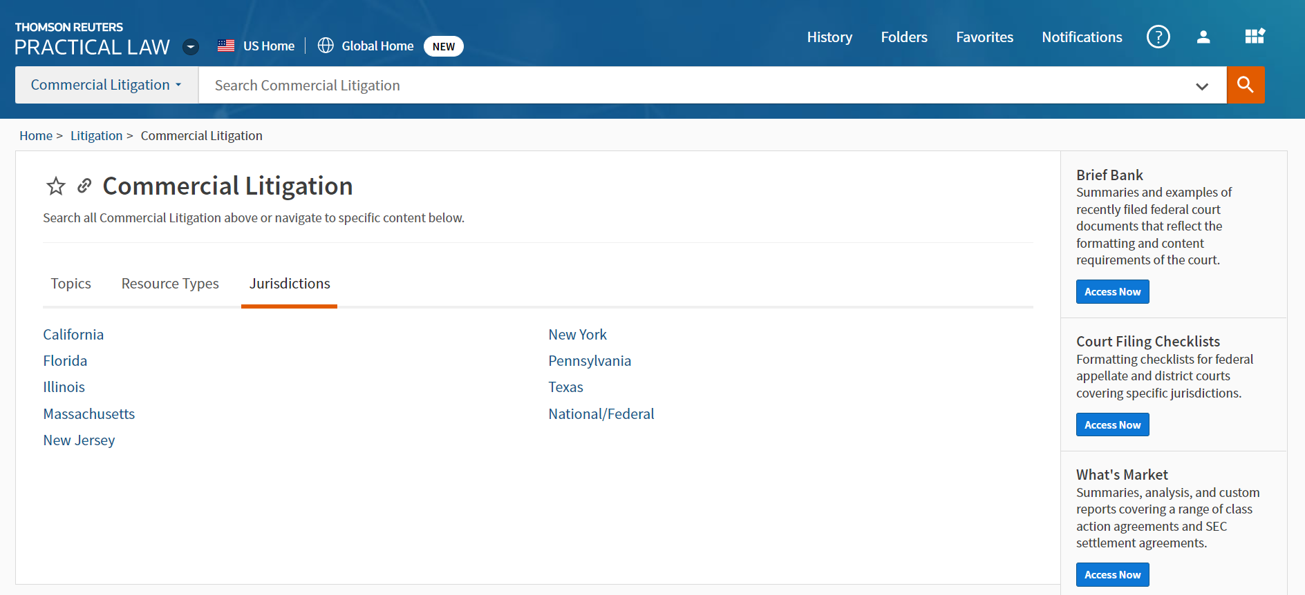 Commerical Litigation Jurisdictions Homepage