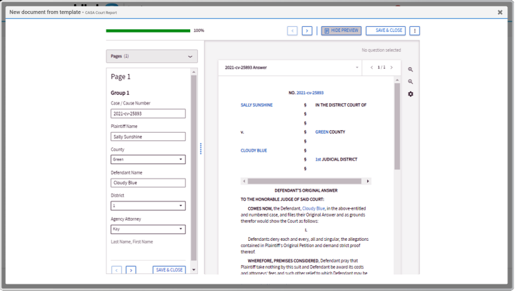 Document automation on HighQ