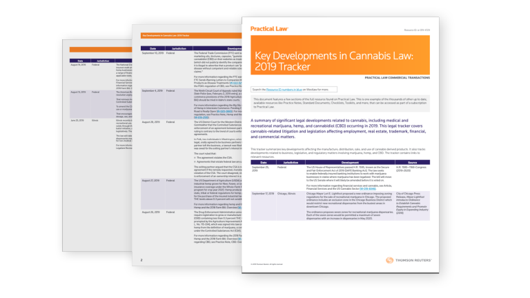 Key Developments in Cannabis Law 2019 Tracker screenshot