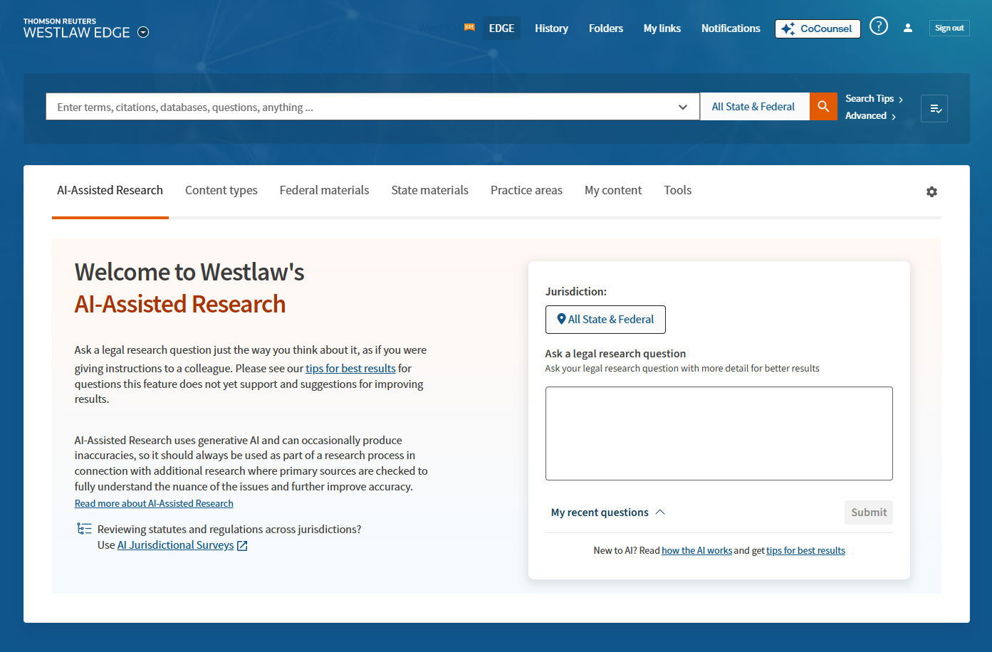 Westlaw Edge AAR Homepage