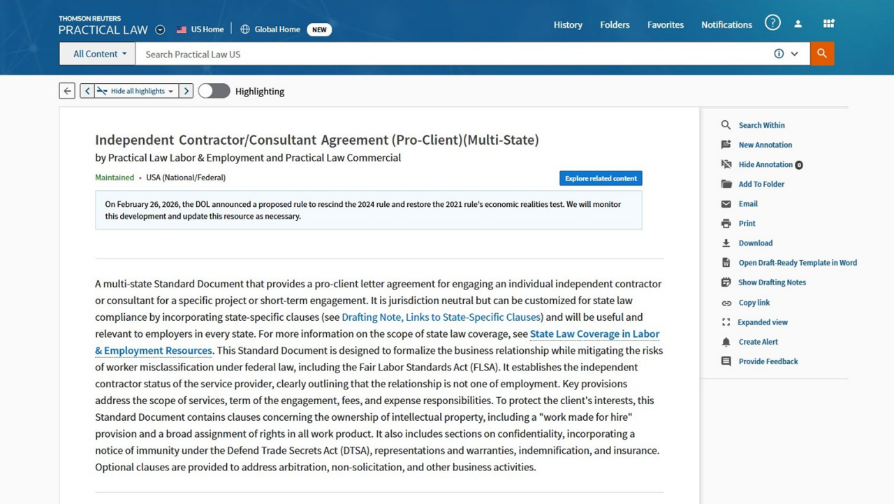 Sample independent contractor agreement Practical Law