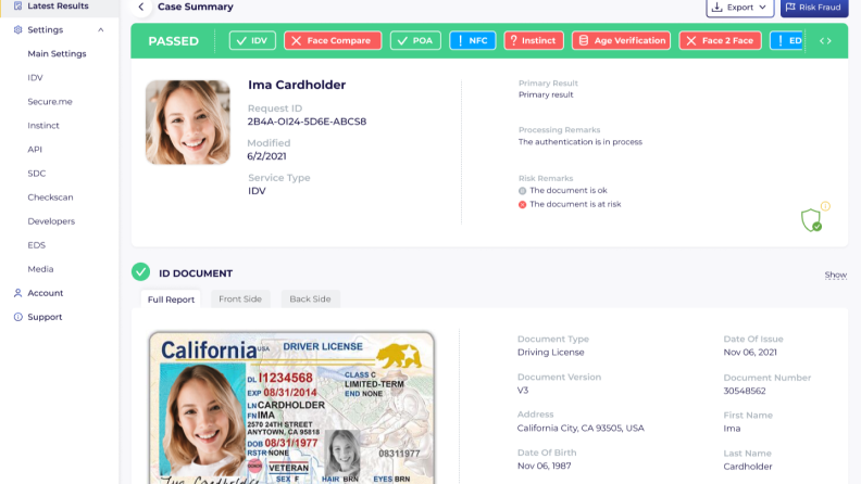 Screenshot of verifying the front and back of document IDs -- such as passports and driver's licenses.