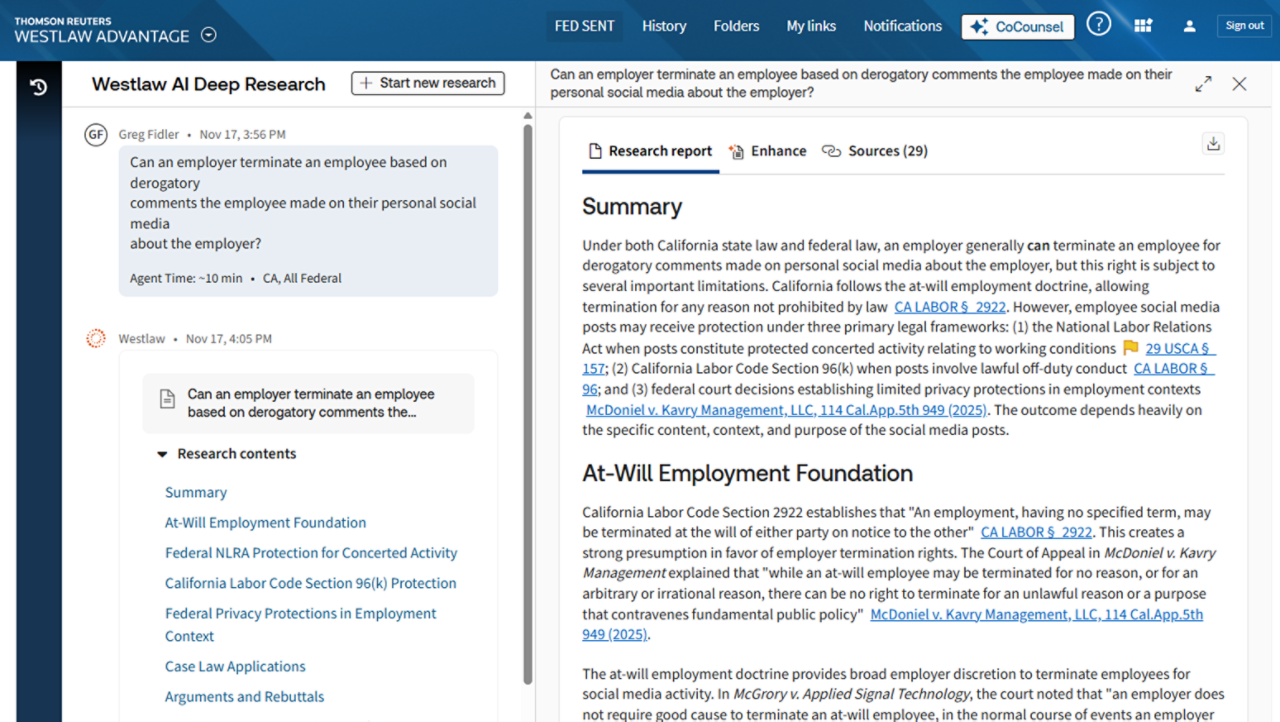 Westlaw Advantage - Deep Research Feature Image