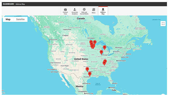 Screenshot of CLEAR Vehicle Recovery - Address map