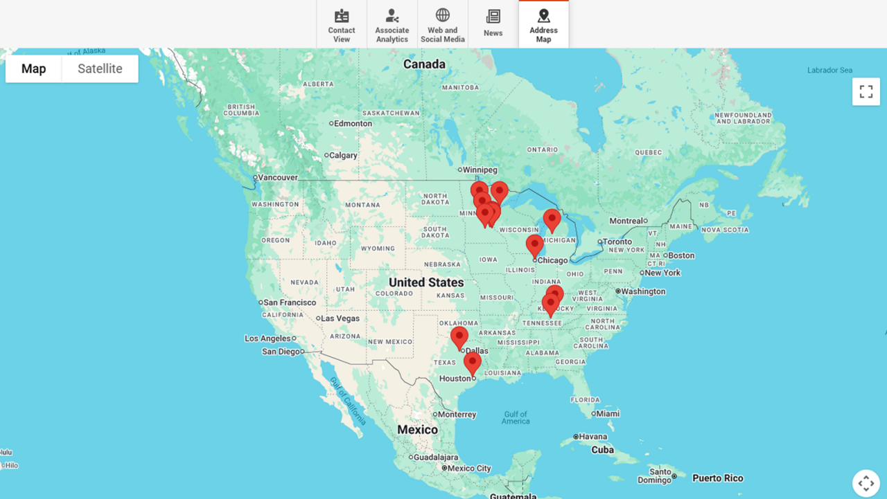 Screenshot of CLEAR Vehicle Recovery - Address map