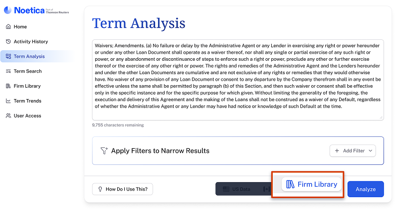 Screenshot of Noetica Term Analysis