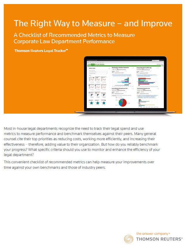 A checklist of recommended metrics to measure corporate law department performance